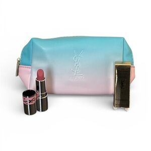 Yves Saint Laurent Blue and Pink Cosmetic Bag